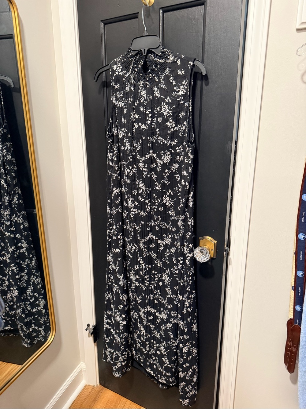 J. Jill Black Maxi Dress with White Floral Print